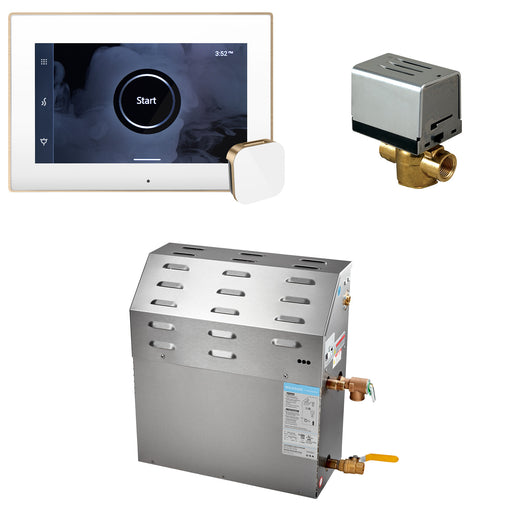 Super (iSteamX) 15 kW (15000 W) Steam Shower Generator Package with iSteamX Control in White Brushed Bronze
