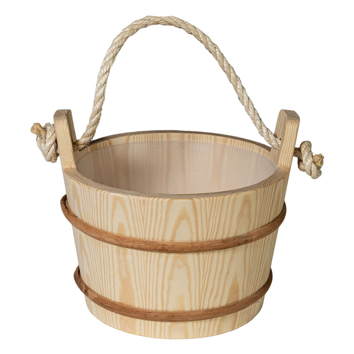 Prosaunas Lined Wood Sauna Bucket with Rope Handle (4L)