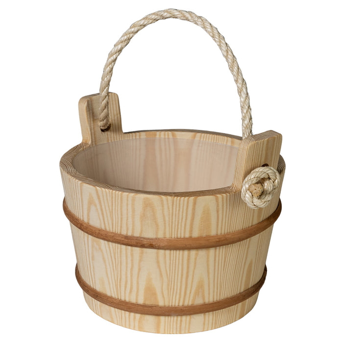 Prosaunas Lined Wood Sauna Bucket with Rope Handle (4L)