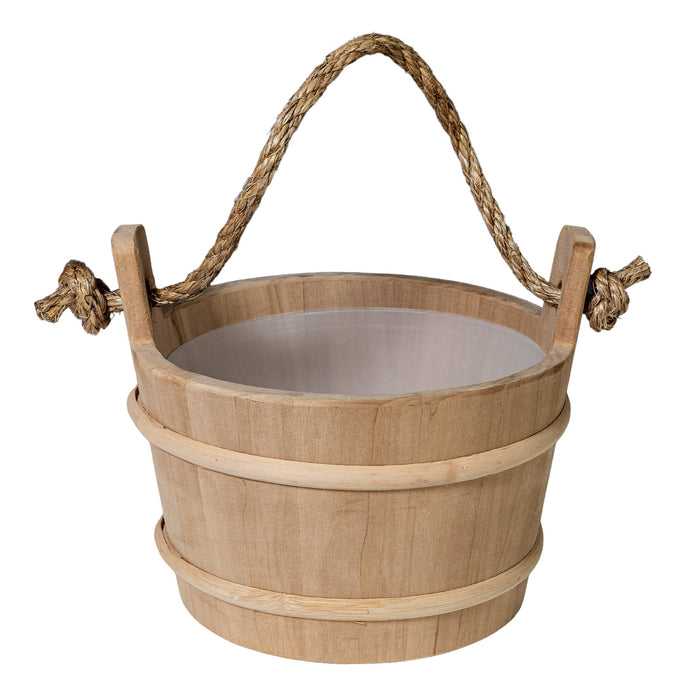 Prosaunas Lined Wood Sauna Bucket with Rope Handle (4L)