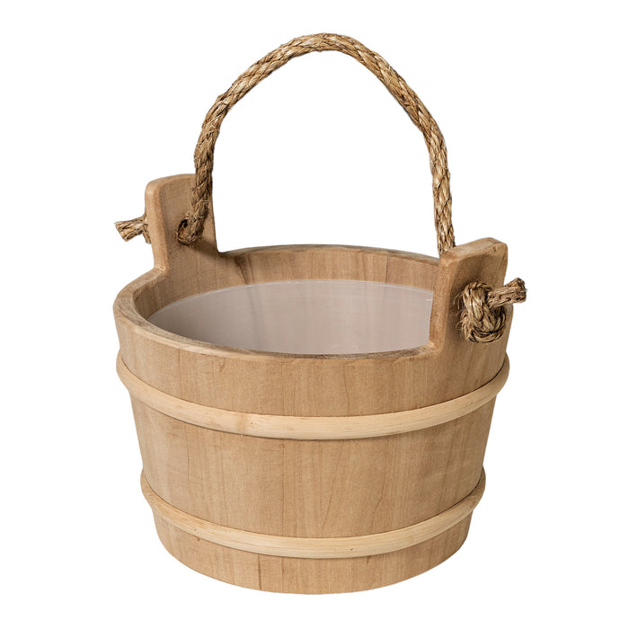 Prosaunas Lined Wood Sauna Bucket with Rope Handle (4L)