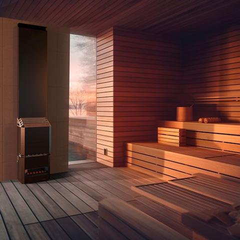 Saunum AIR 7 - 6.4kW Sauna Heater with Climate Equalizer - Black
