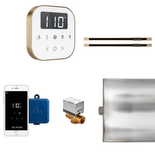 AirButler Max Linear Steam Shower Control Package with AirTempo Control and Linear SteamHead in White Brushed Bronze