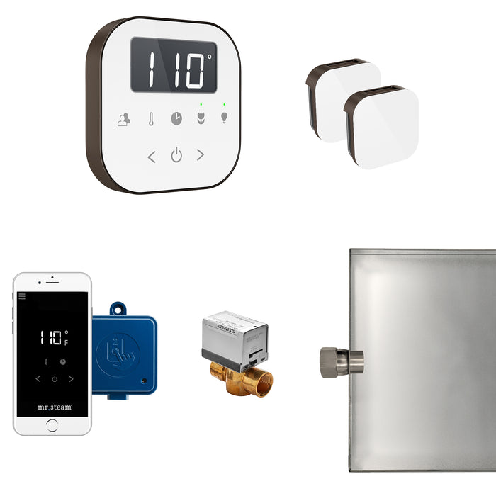 AirButler Max Steam Shower Control Package with AirTempo Control and Aroma Glass SteamHead in White Oil Rubbed Bronze