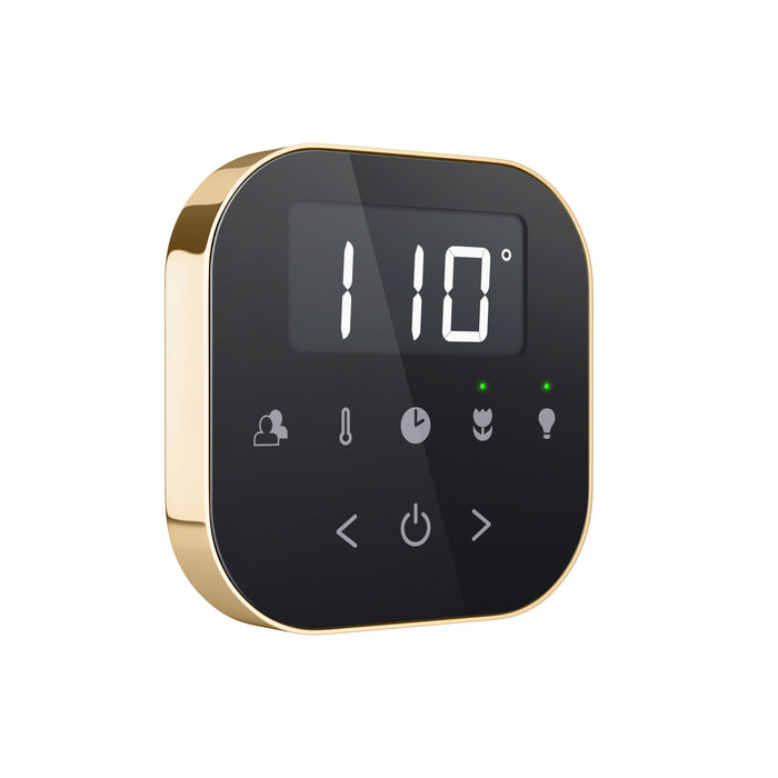 AirTempo Steam Shower Control and Aroma Glass SteamHead in Black Polished Brass