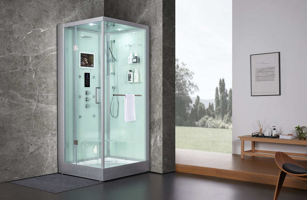 Maya Bath Platinum Arezzo Steam Shower - White Finish (Left)