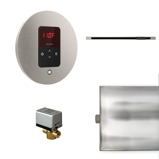 Basic Butler Linear Steam Shower Control Package with iTempo Control and Linear SteamHead in Round Brushed Nickel