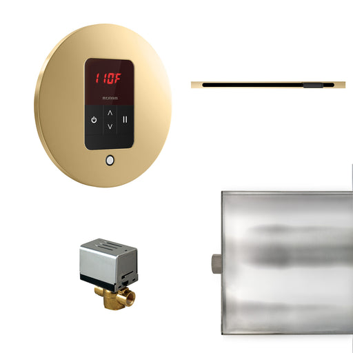 Basic Butler Linear Steam Shower Control Package with iTempo Control and Linear SteamHead in Round Polished Brass