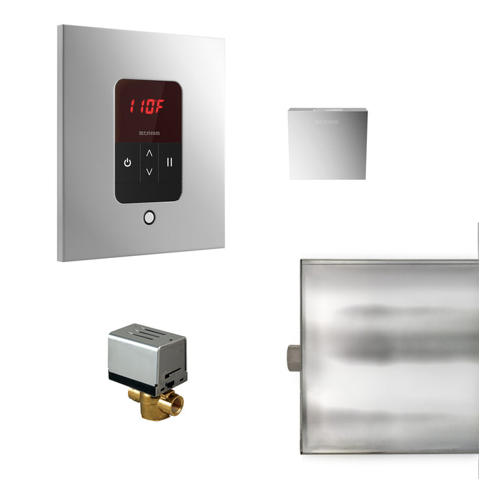 Basic Butler Steam Shower Control Package with iTempo Control and Aroma Designer SteamHead in Square Polished Chrome