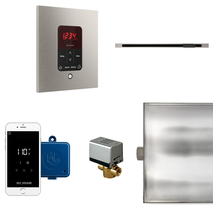 Butler Linear Steam Shower Control Package with iTempoPlus Control and Linear SteamHead in Square Brushed Nickel