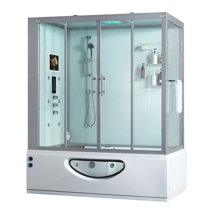 Maya Bath Platinum Catania Steam Shower - White Finish (Left)