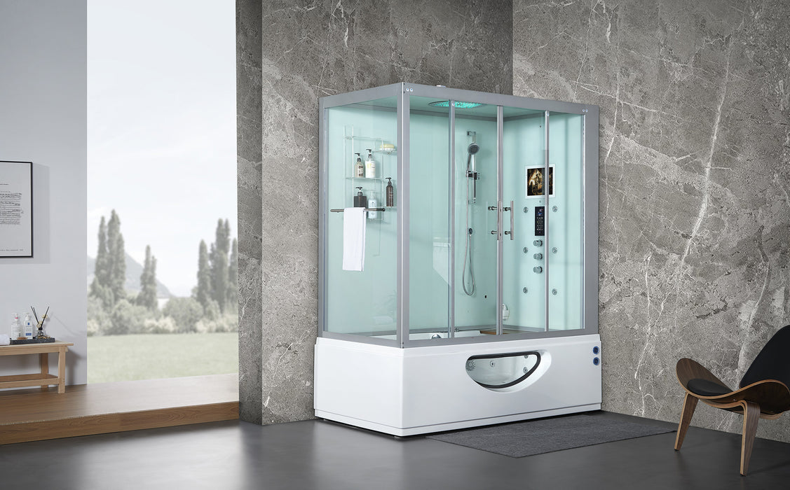 Maya Bath Platinum Catania Steam Shower - White Finish (Right)