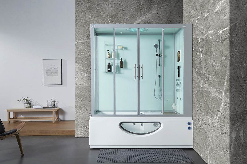 Maya Bath Platinum Catania Steam Shower - White Finish (Right)