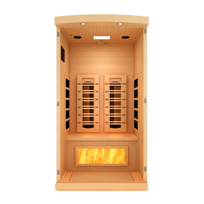 Golden Designs Canadian Hemlock 1-2 - Person Full Spectrum PureTech Near Zero EMF FAR Infrared Sauna with Himalayan Salt Bar