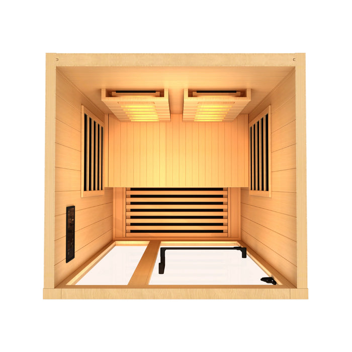 Golden Designs Canadian Hemlock 1-2 - Person Full Spectrum PureTech Near Zero EMF FAR Infrared Sauna with Himalayan Salt Bar