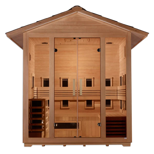 Golden Designs "Gargellen" 5 Person Hybrid Outdoor Steam Sauna -  Canadian Hemlock