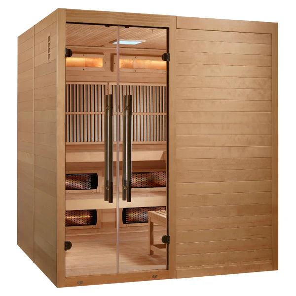 Golden Designs 2025 Toledo 6 Per Hybrid Indoor Sauna Full Spectrum and Harvia Traditional Stove