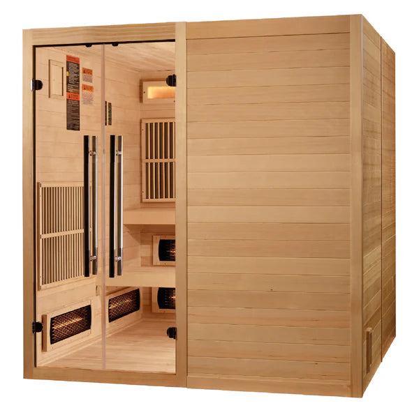 Golden Designs 2025 Toledo 6 Per Hybrid Indoor Sauna Full Spectrum and Harvia Traditional Stove