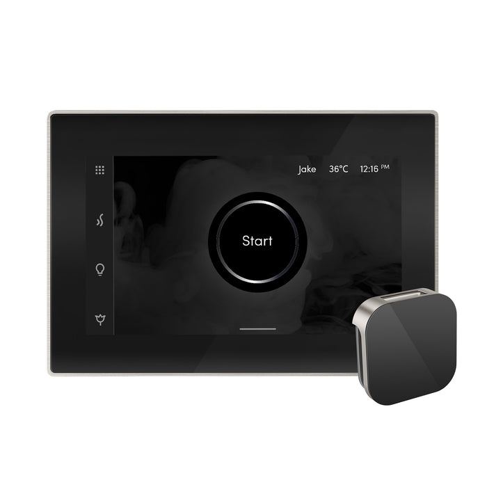 iSteamX Steam Shower Control and Aroma Glass SteamHead in Black Brushed Nickel