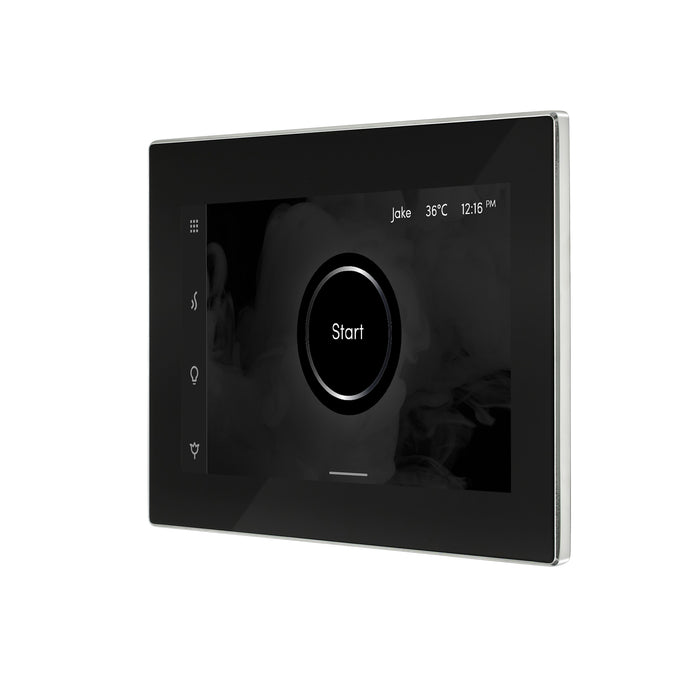 iSteamX Steam Shower Control and Aroma Glass SteamHead in Black Polished Chrome