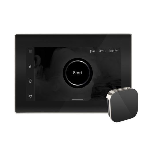 iSteamX Steam Shower Control and Aroma Glass SteamHead in Black Polished Nickel