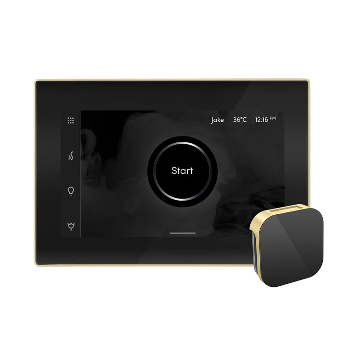 iSteamX Steam Shower Control and Aroma Glass SteamHead in Black Satin Brass