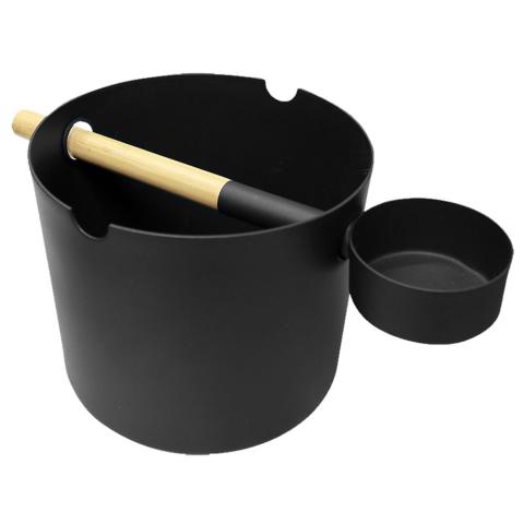 Kolo 1Gal Sauna Bucket and Ladle Set - Bamboo/Aluminum - Black