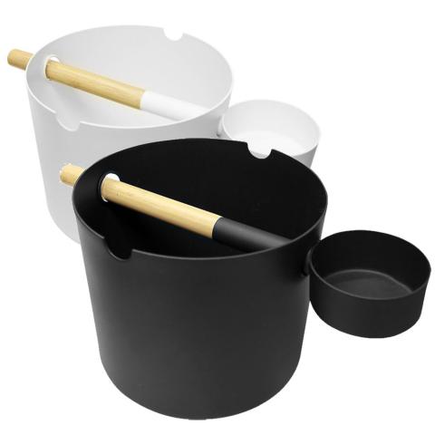 Kolo 1Gal Sauna Bucket and Ladle Set - Bamboo/Aluminum - White