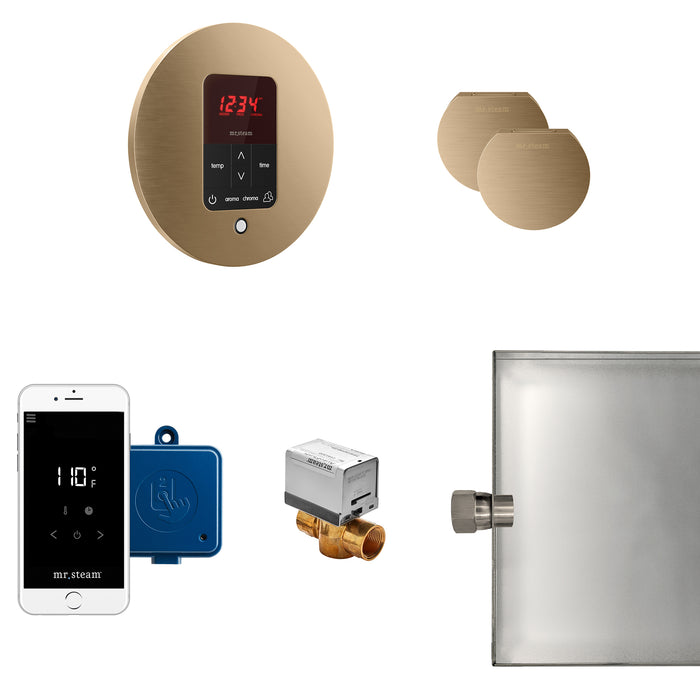 Butler Max Steam Shower Control Package with iTempoPlus Control and Aroma Designer SteamHead in Round Brushed Bronze