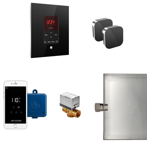 Butler Max Steam Shower Control Package with iTempoPlus Control and Aroma Designer SteamHead in Square Glass Black