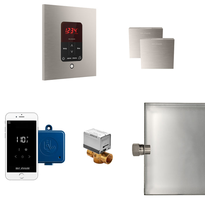 Butler Max Steam Shower Control Package with iTempoPlus Control and Aroma Designer SteamHead in Square Brushed Nickel