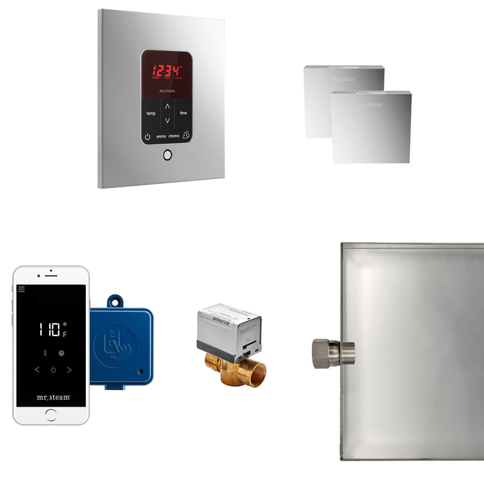 Butler Max Steam Shower Control Package with iTempoPlus Control and Aroma Designer SteamHead in Square Polished Chrome