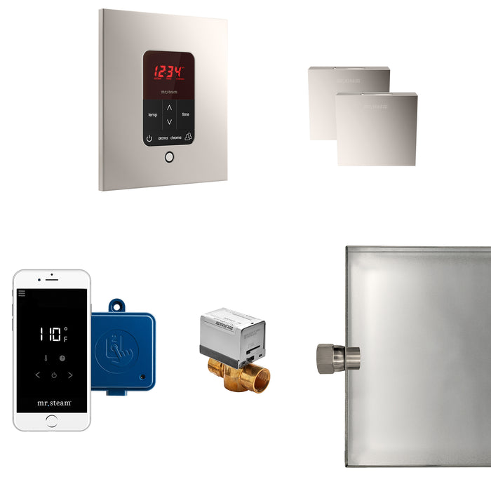 Butler Max Steam Shower Control Package with iTempoPlus Control and Aroma Designer SteamHead in Square Polished Nickel