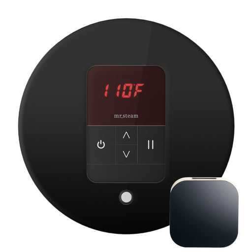 iTempo Steam Shower Control and Aroma Designer SteamHead in Round Glass Black