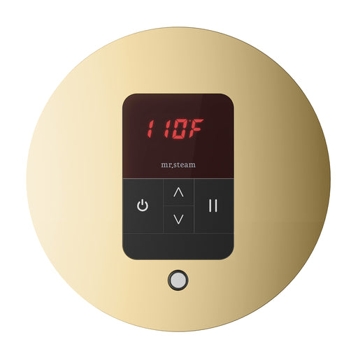 iTempo Steam Shower Control and Aroma Designer SteamHead in Round Polished Brass