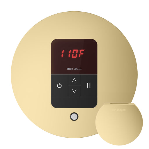 iTempo Steam Shower Control and Aroma Designer SteamHead in Round Satin Brass