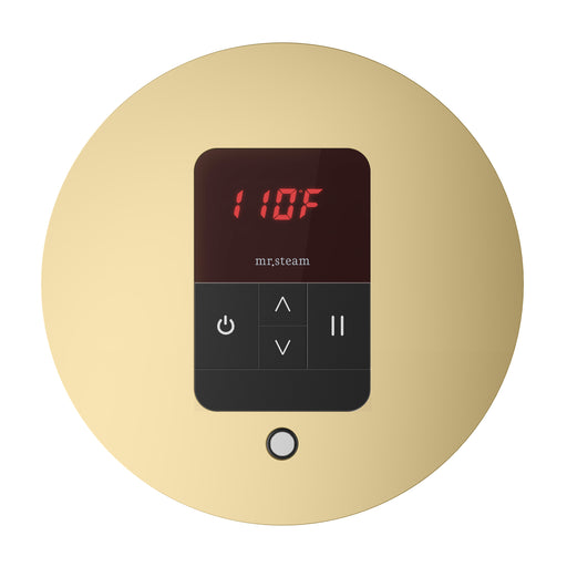 iTempo Steam Shower Control and Aroma Designer SteamHead in Round Satin Brass