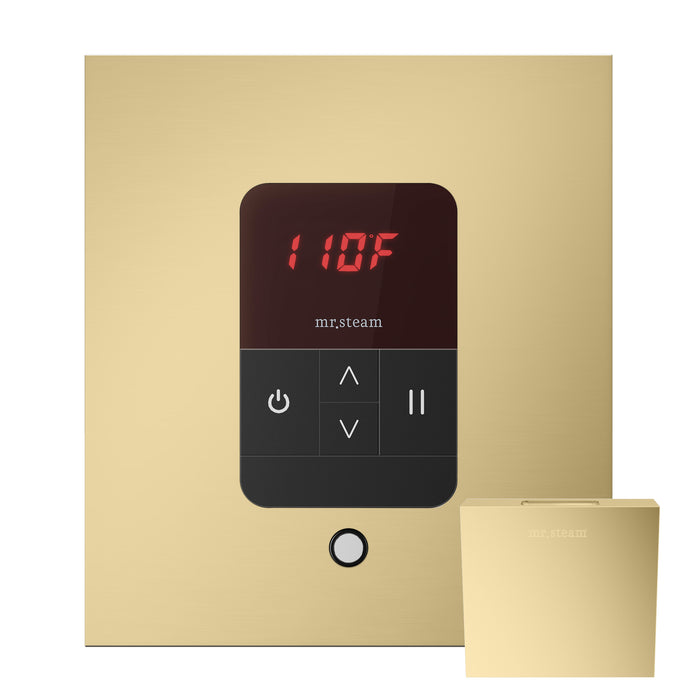 iTempo Steam Shower Control and Aroma Designer SteamHead in Square Satin Brass