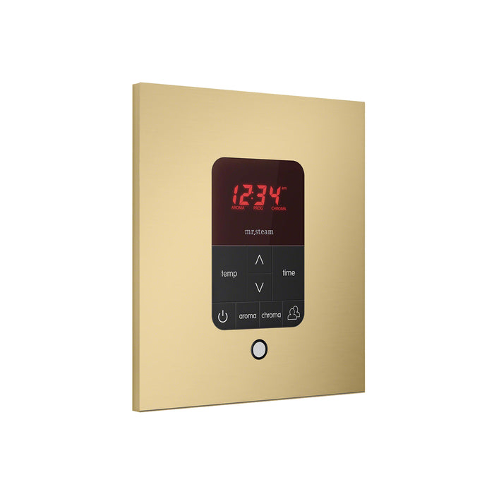 iTempo Steam Shower Control and Aroma Designer SteamHead in Square Satin Brass