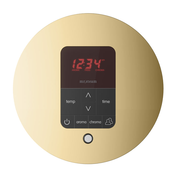 iTempoPlus Steam Shower Control and Aroma Designer SteamHead in Round Polished Brass