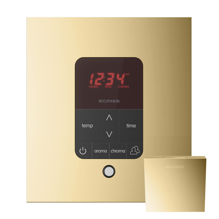 iTempoPlus Steam Shower Control and Aroma Designer SteamHead in Square Polished Brass