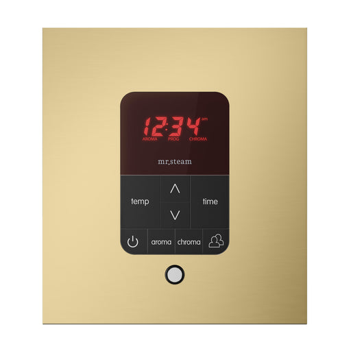 iTempoPlus Steam Shower Control and Aroma Designer SteamHead in Square Satin Brass