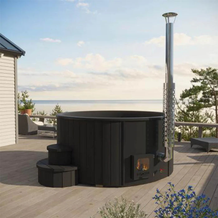 SaunaLife Soak Series Model S4B Black Wood-Fired Hot Tub - 6 person