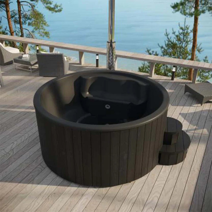 SaunaLife Soak Series Model S4B Black Wood-Fired Hot Tub - 6 person