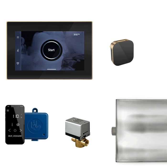 XButler Steam Shower Control Package with iSteamX Control and Aroma Glass SteamHead in Black Brushed Bronze