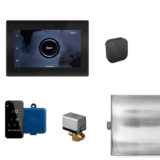 XButler Steam Shower Control Package with iSteamX Control and Aroma Glass SteamHead in Black Matte Black