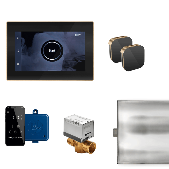 XButler Max Steam Shower Control Package with iSteamX Control and Aroma Glass SteamHead in Black Brushed Bronze