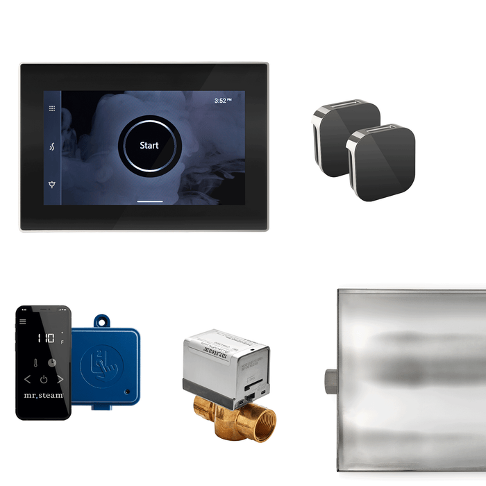 XButler Max Steam Shower Control Package with iSteamX Control and Aroma Glass SteamHead in Black Polished Nickel