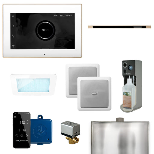 XDream Linear Programmable Steam Generator Control Kit with iSteamX Control and Linear Steamhead in White Brushed Bronze