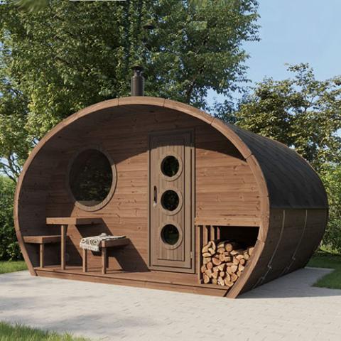 SaunaLife Model G11 Garden-Series Outdoor Home Sauna Kit - 2 Room Sauna